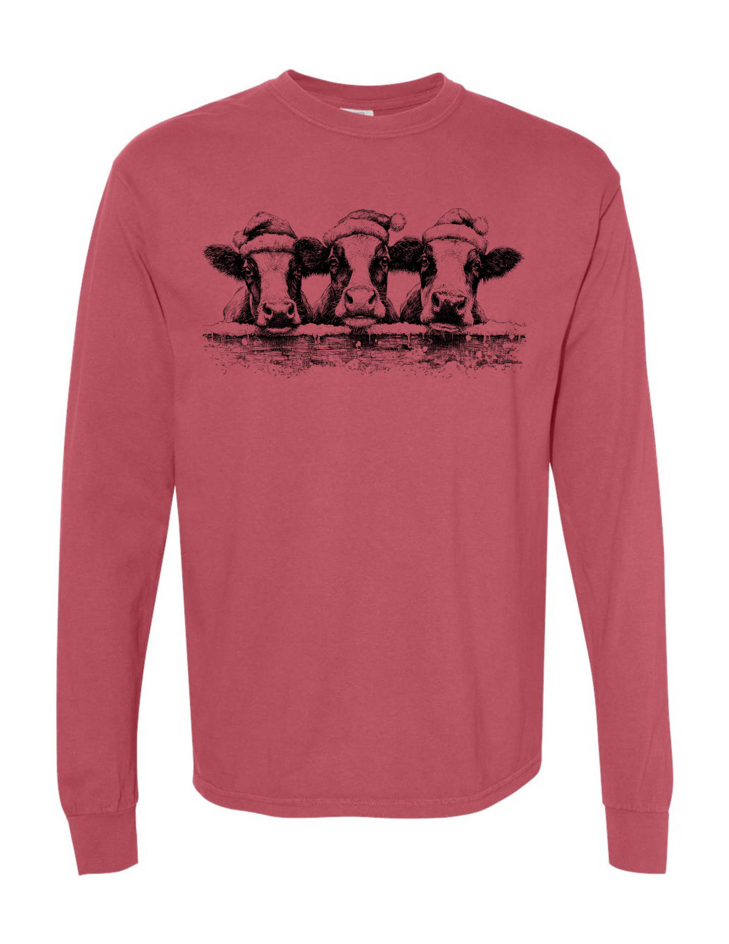Santa Cows Adult Long Sleeve T-shirt