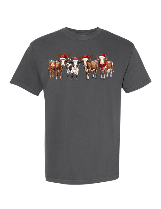Christmas Cows Adult T-shirt