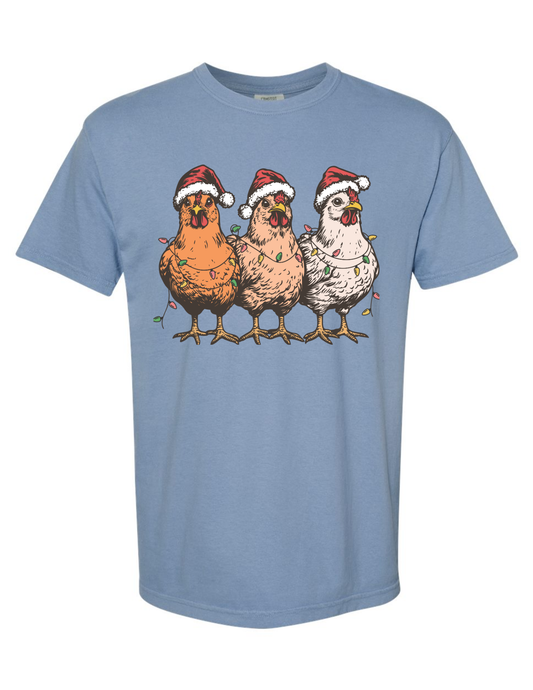 Christmas Chickens Adult T-shirt
