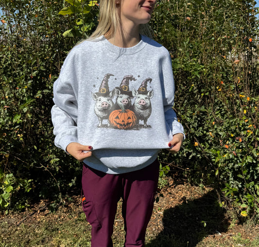 Pig Witches Adult Crewneck
